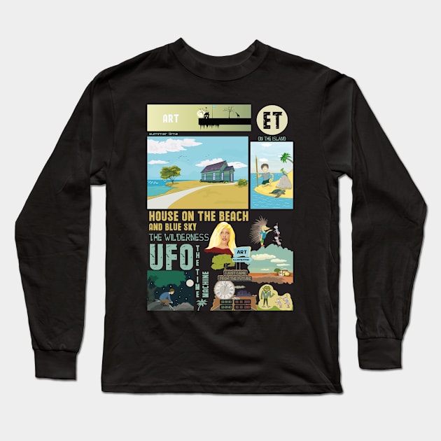 Art, house on the beach Long Sleeve T-Shirt by mypointink